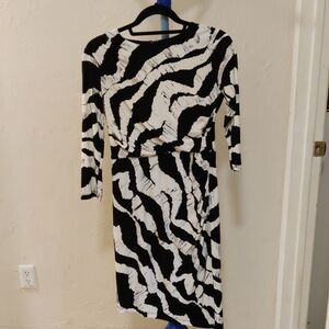 INC International Concepts Zebra Print Long Sleeve Asymmetrical Stretchy Dress 4